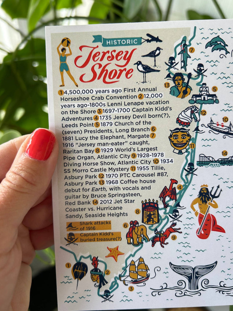 Historic Jersey Shore Map Postcard - Pinecone Trading Co.