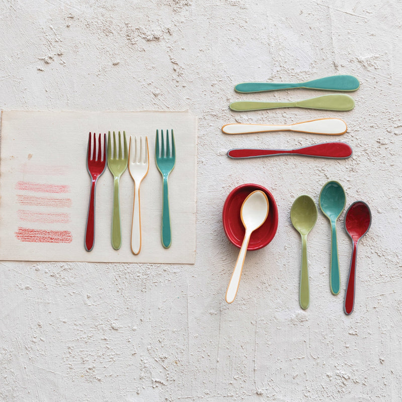 Holly Jolly Enamel Canape Forks - Pinecone Trading Co.