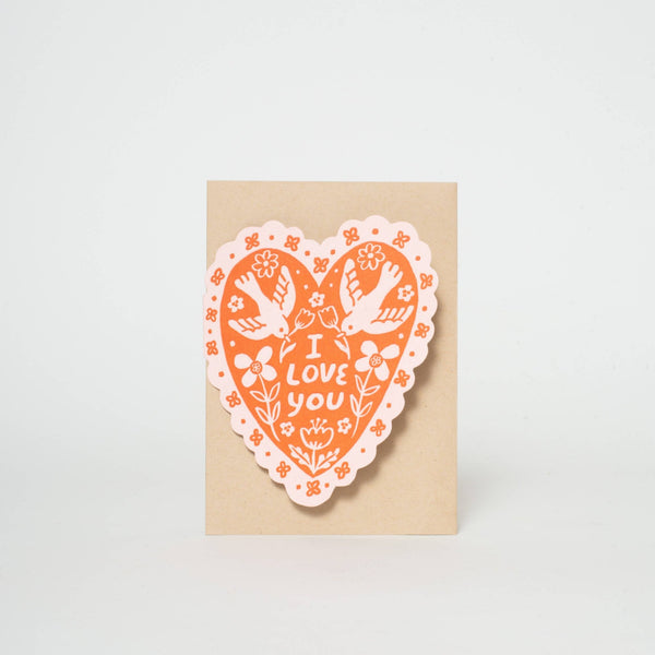 Love Birds Heart Die - cut Card - Pinecone Trading Co.