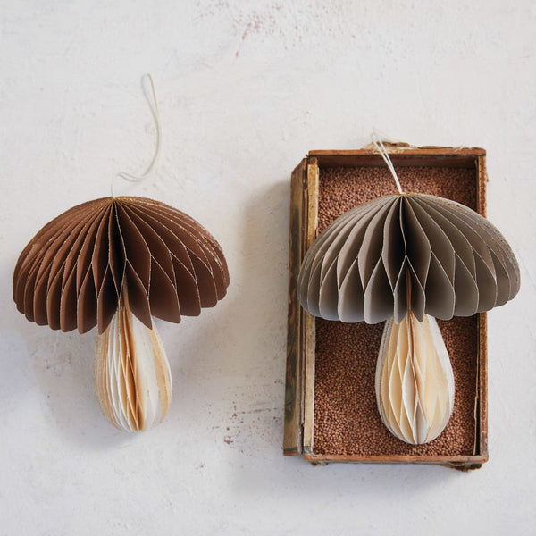 Paper Folding Honeycomb Mushroom Ornament - Pinecone Trading Co.