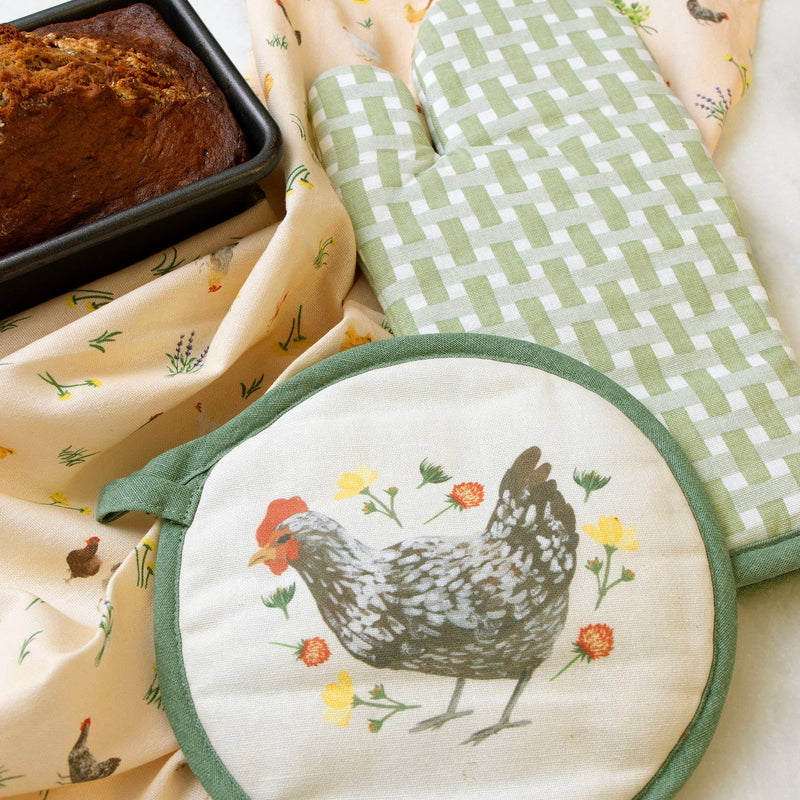 Spring Chicken Gingham Pot Holder Set - Pinecone Trading Co.