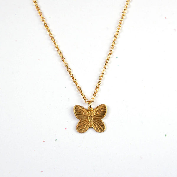 Vintage Brass Butterfly Necklace - Pinecone Trading Co.