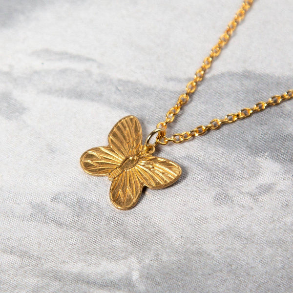 Vintage Brass Butterfly Necklace - Pinecone Trading Co.