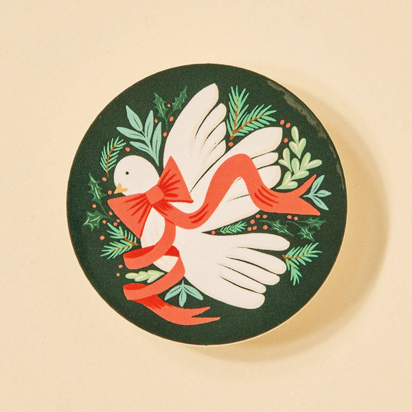 White Dove Round Sticker - Pinecone Trading Co.