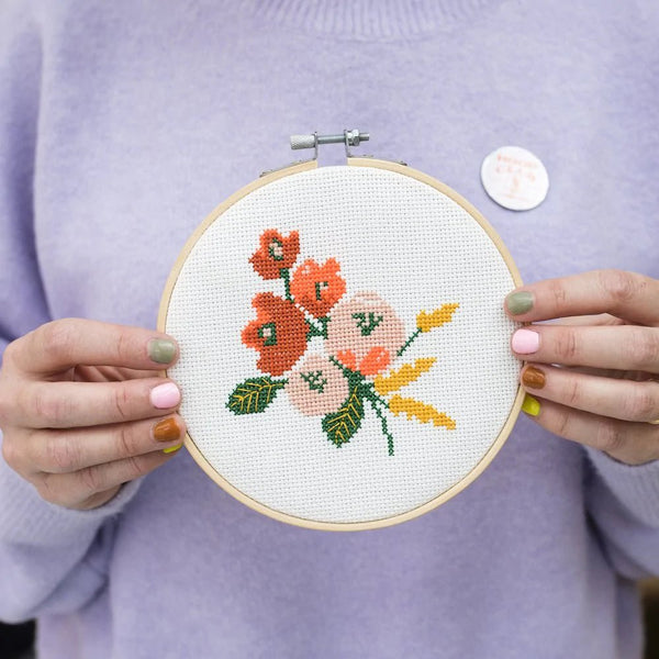 DIY Kit, Amethyst Floral Cross Stitch Kit
