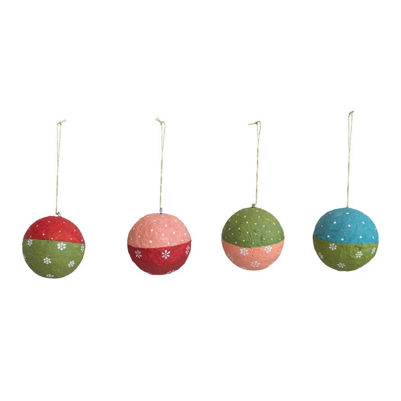 Hand-Painted Recycled Paper Mache Ball Ornament - Pinecone Trading Co.