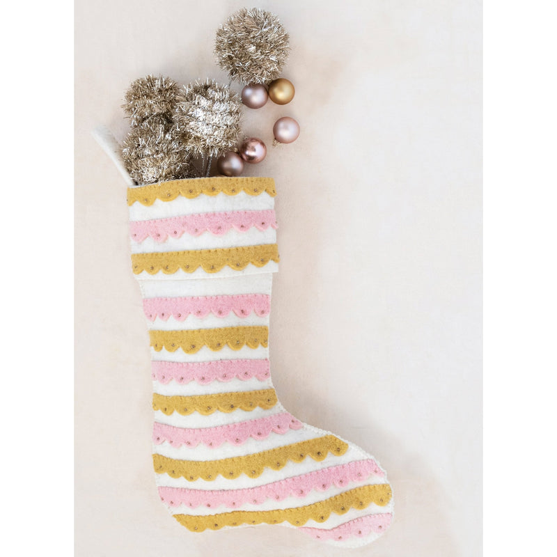 Pastel Tinsel Stocking - Pinecone Trading Co.